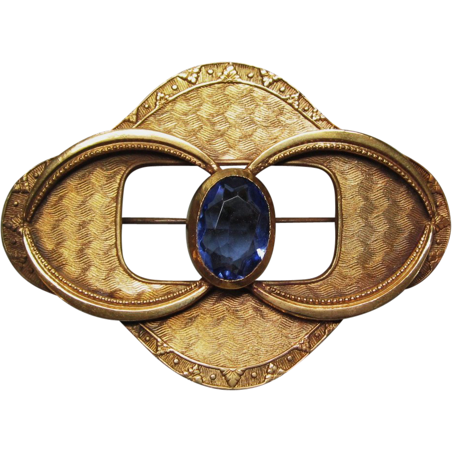 Art Nouveau Brooch Large with Blue Stone Art Nouveau Brooch Large with Blue Stone