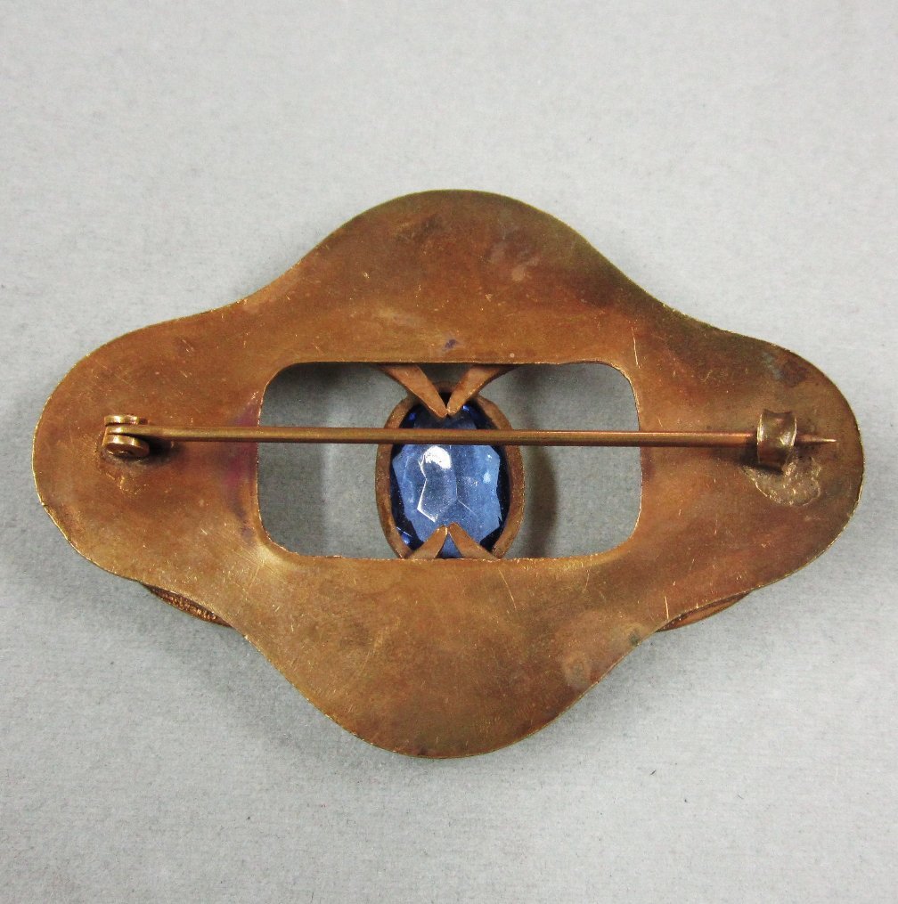 Art Nouveau Brooch Large with Blue Stone Art Nouveau Brooch Large with Blue Stone