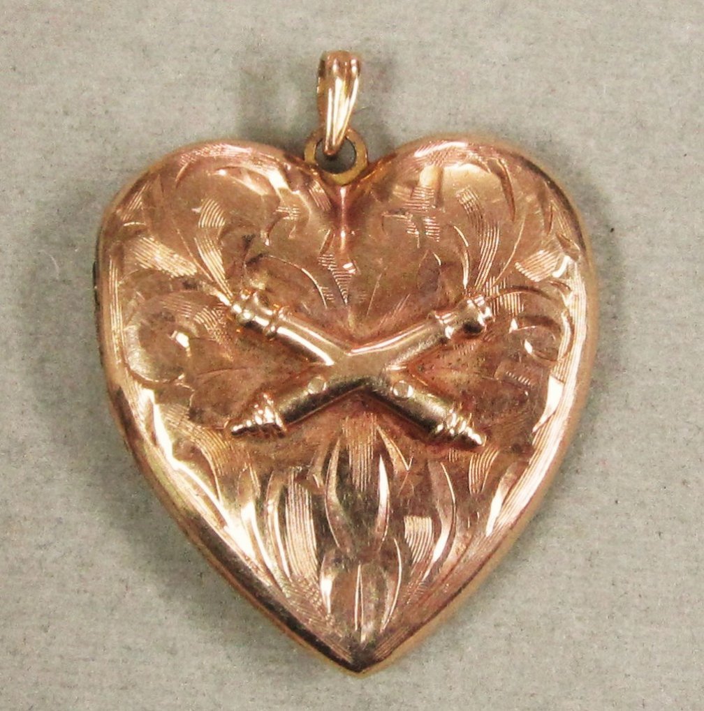 10K Gold Heart Locket WWII Army Artillery 10K Gold Heart Locket WWII Army Artillery