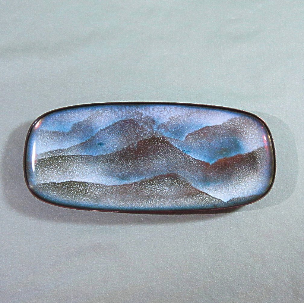 Enamel on Copper Mid Century Modern Art Tray Roseanna Tendler Worth Enamel on Copper Mid Century Modern Art Tray Roseanna Tendler Worth