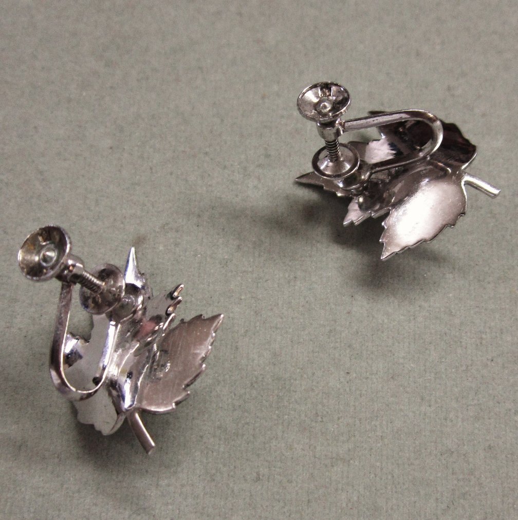 Mikimoto Sterling Silver Pearl Leaf Earrings Mikimoto Sterling Silver Pearl Leaf Earrings