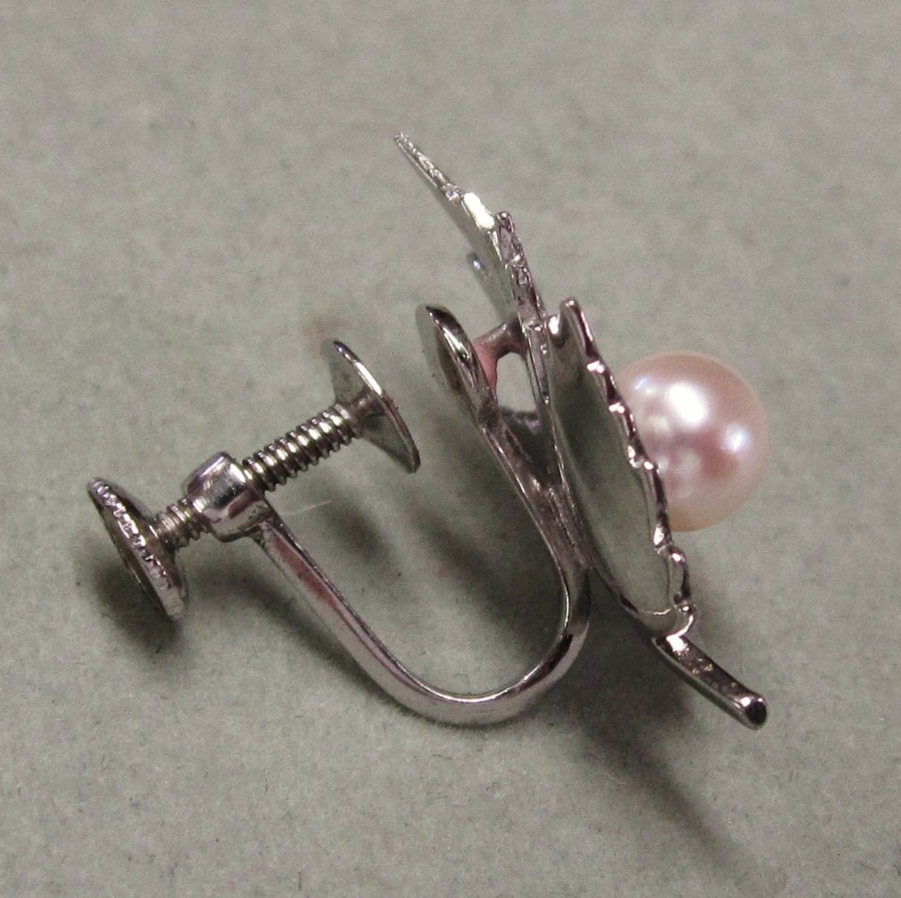 Mikimoto Sterling Silver Pearl Leaf Earrings Mikimoto Sterling Silver Pearl Leaf Earrings