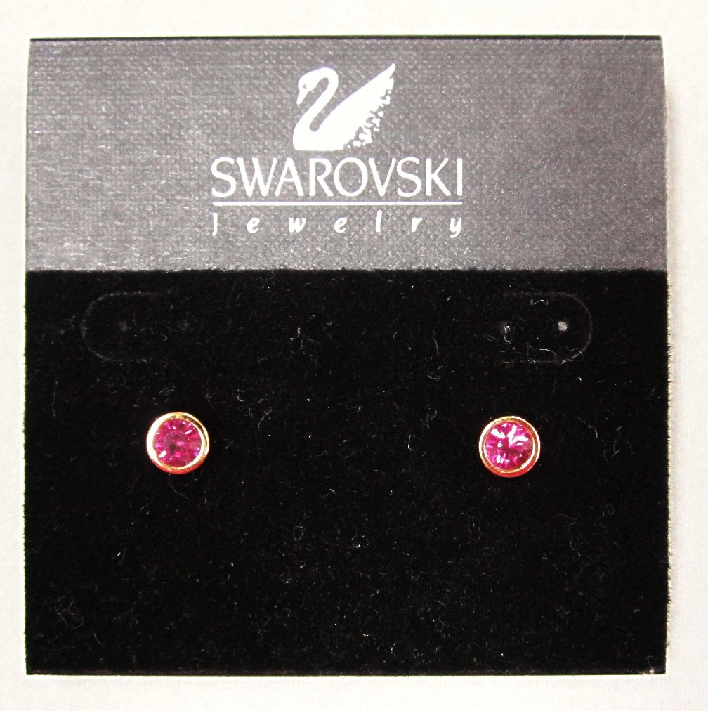 Vintage Fuchsia Swarovski Pierced Earrings on Original Card Vintage Fuchsia Swarovski Pierced Earrings on Original Card