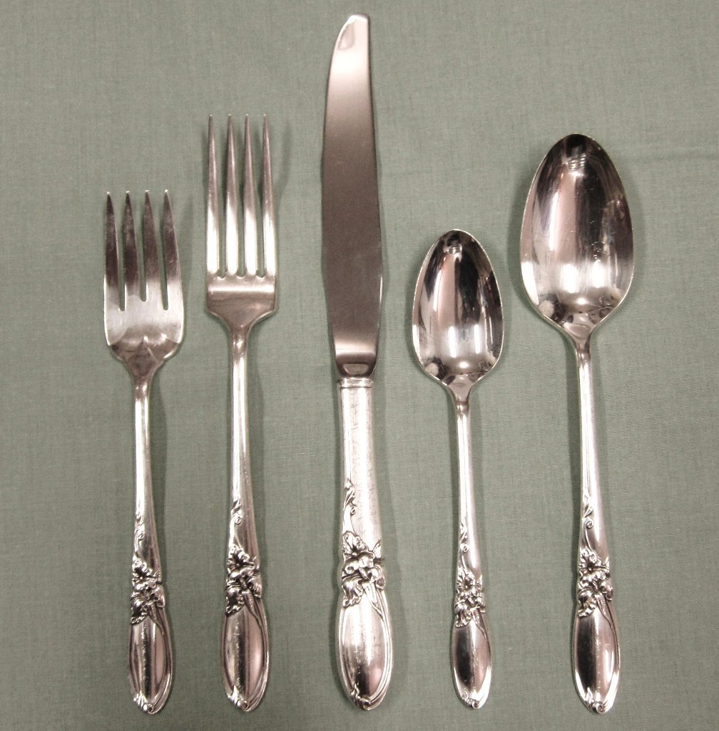 White Orchid Silverplate Flatware Service for Eight White Orchid Silverplate Flatware Service for Eight