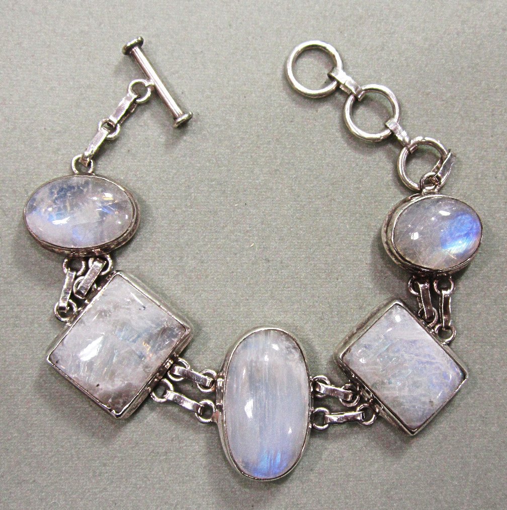 1980's Sterling Moonstone Bracelet Big and Bold 1980's Sterling Moonstone Bracelet Big and Bold