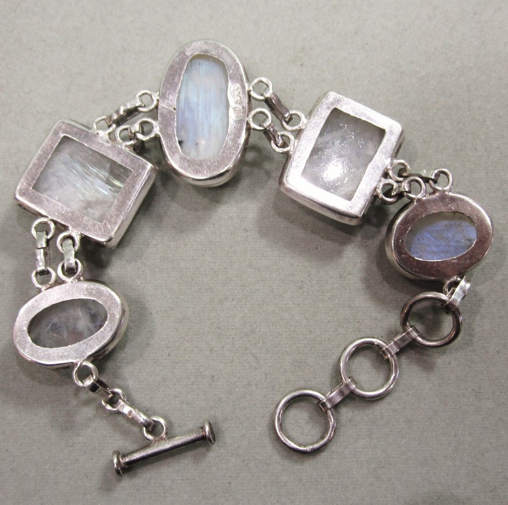 1980's Sterling Moonstone Bracelet Big and Bold 1980's Sterling Moonstone Bracelet Big and Bold