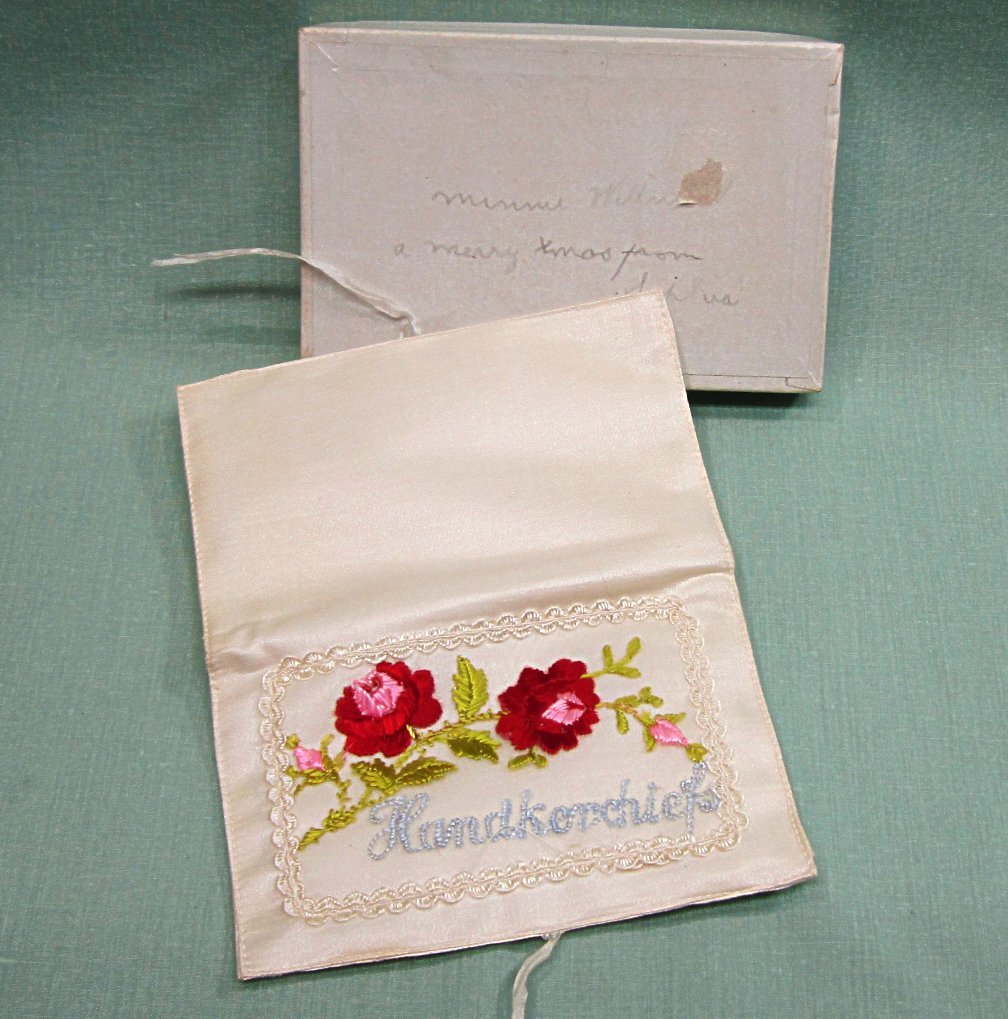 Vintage Silk and Satin Embroidered Handkerchief Holder Vintage Silk and Satin Embroidered Handkerchief Holder