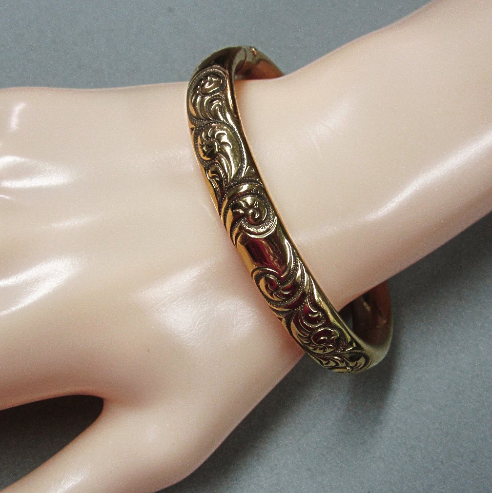 Gold Filled Victorian Revival Hinged Bracelet Gold Filled Victorian Revival Hinged Bracelet