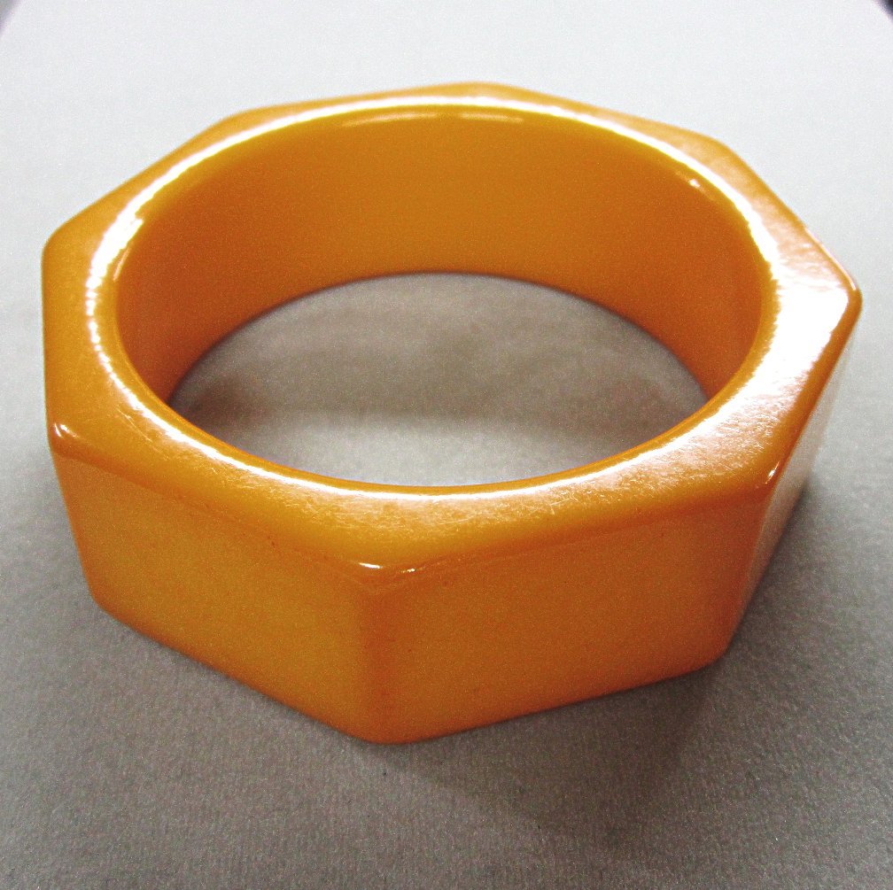 Vintage Butterscotch Bakelite Octagon Bracelet Big and Chunky Vintage Butterscotch Bakelite Octagon Bracelet Big and Chunky