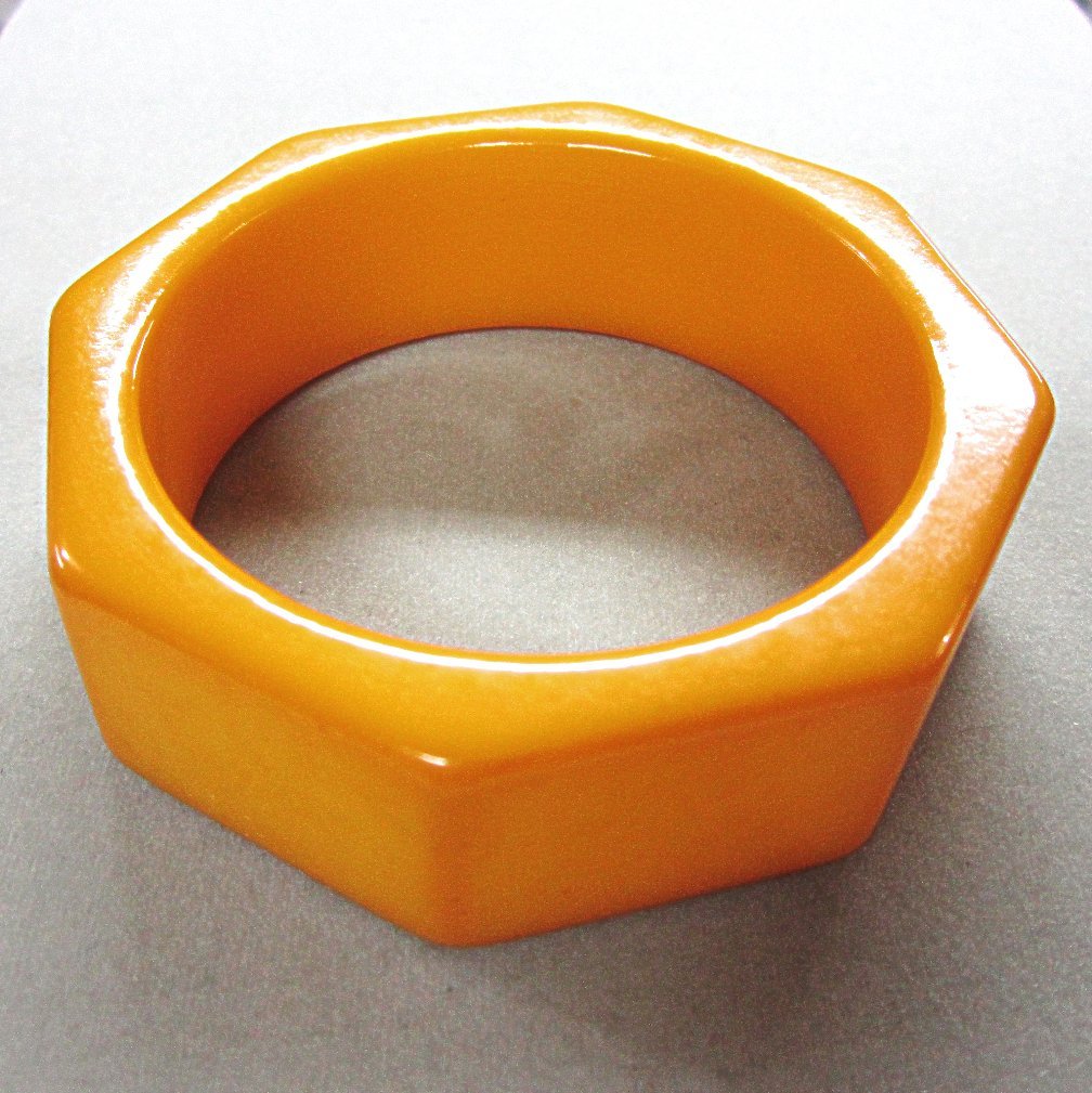 Vintage Butterscotch Bakelite Octagon Bracelet Big and Chunky Vintage Butterscotch Bakelite Octagon Bracelet Big and Chunky