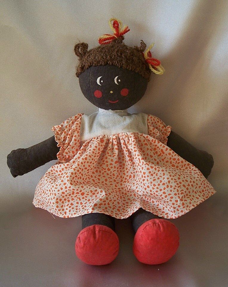 Hand Crafted Black Cloth Doll from colemanscollectibles on Ruby Lane