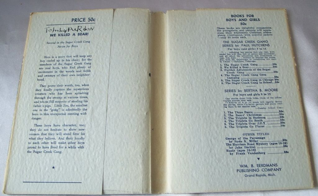 We Killed A Bear A Sugar Creek Gang Story By Paul Hutchens 1942 We Killed A Bear A Sugar Creek Gang Story By Paul Hutchens 1942