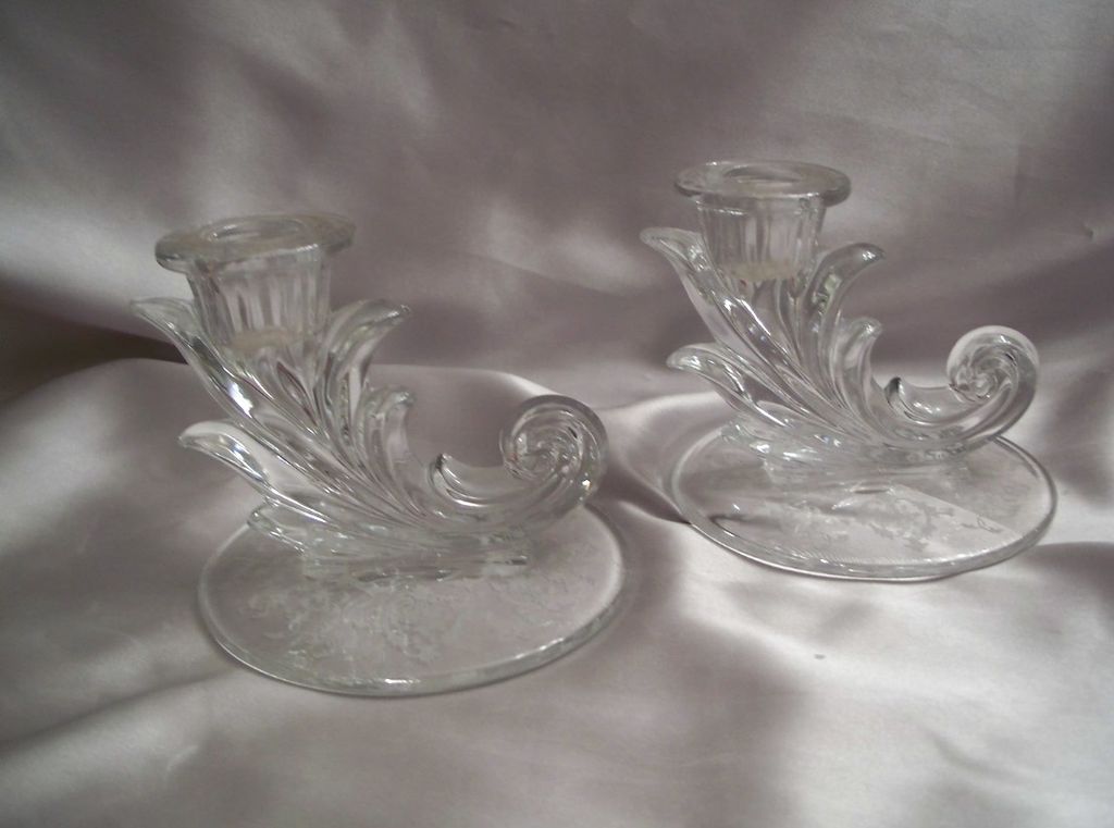 Crystal Fostoria Candle Holders Set Crystal Fostoria Candle Holders Set