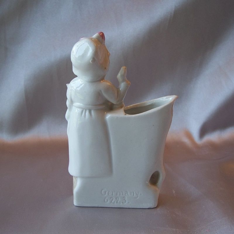 German Bisque Match Stick Holder Figurine German Bisque Match Stick Holder Figurine