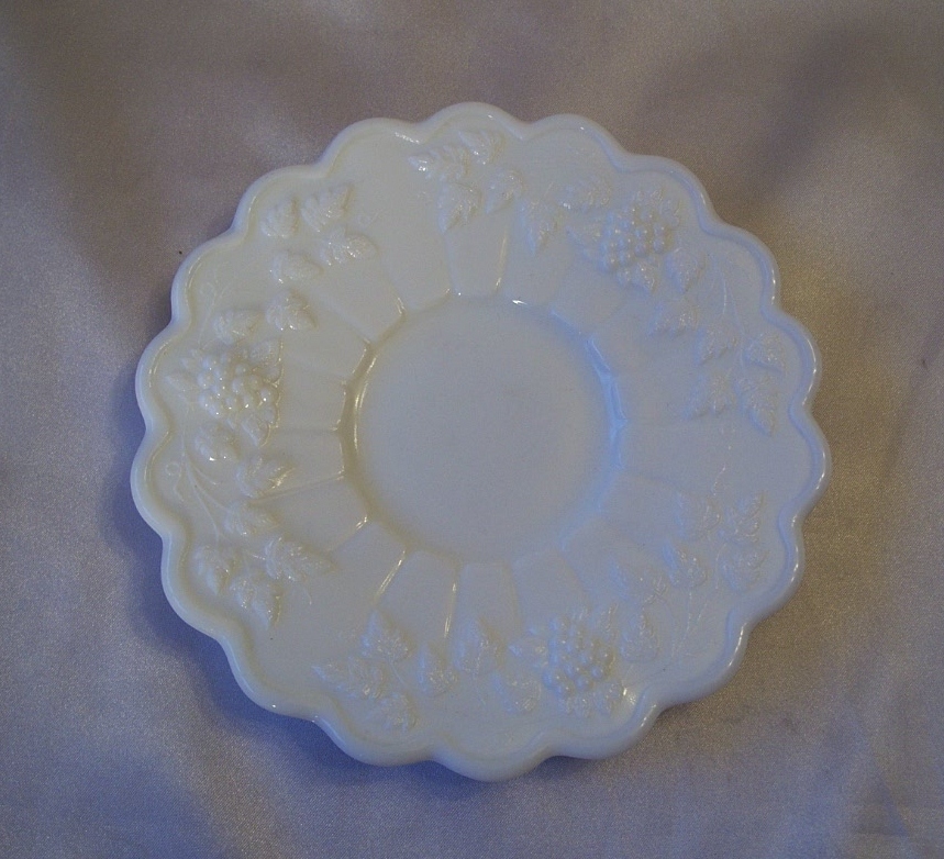 Westmoreland Glass Paneled Grape Cup and Saucer Westmoreland Glass Paneled Grape Cup and Saucer