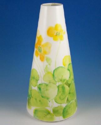 Colorful Mikasa 8 1/4" Conical Vase, Water Lilies, 1976-79 Colorful Mikasa 8 1/4" Conical Vase, Water Lilies, 1976-79