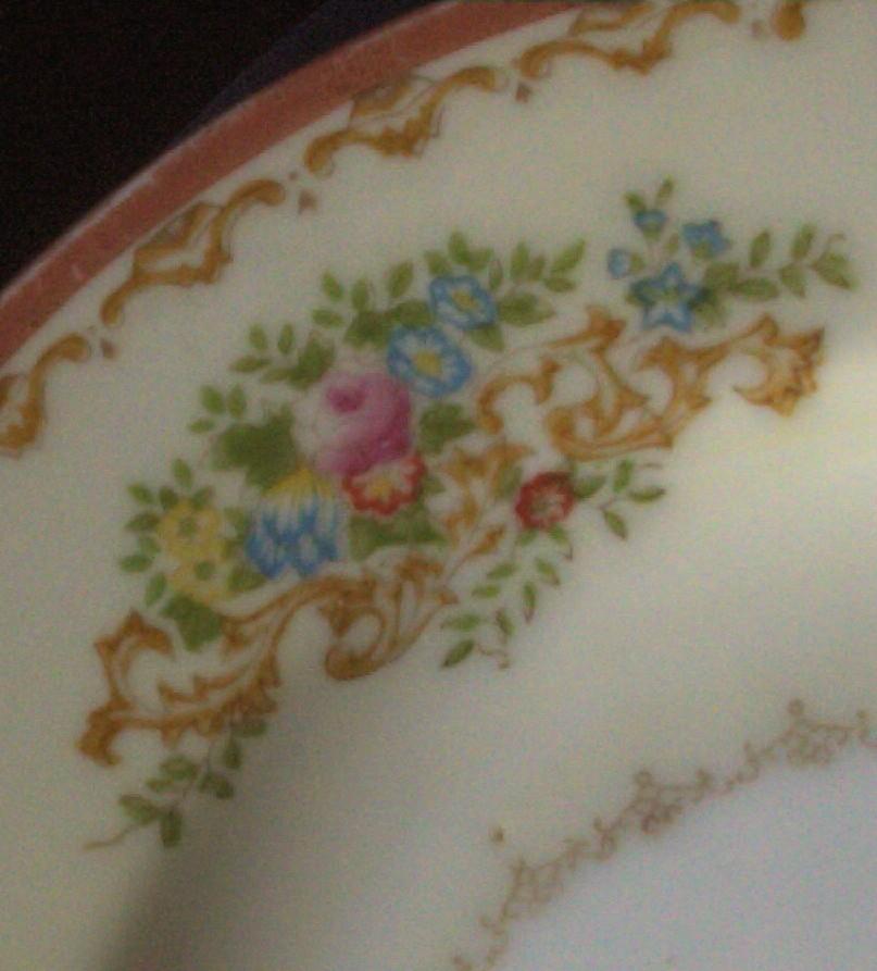 Large (14 1/2") Vintage Chatham China Meat Platter, Autumnal Scrolls and Filigree, Floral Bouquets, ca. 1950s-60s Large (14 1/2") Vintage Chatham China Meat Platter, Autumnal Scrolls and Filigree, Floral Bouquets, ca. 1950s-60s