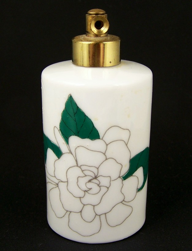Lovely Vintage Atomizer Perfume Bottle, Peony Flowers, 1960s-70s Lovely Vintage Atomizer Perfume Bottle, Peony Flowers, 1960s-70s