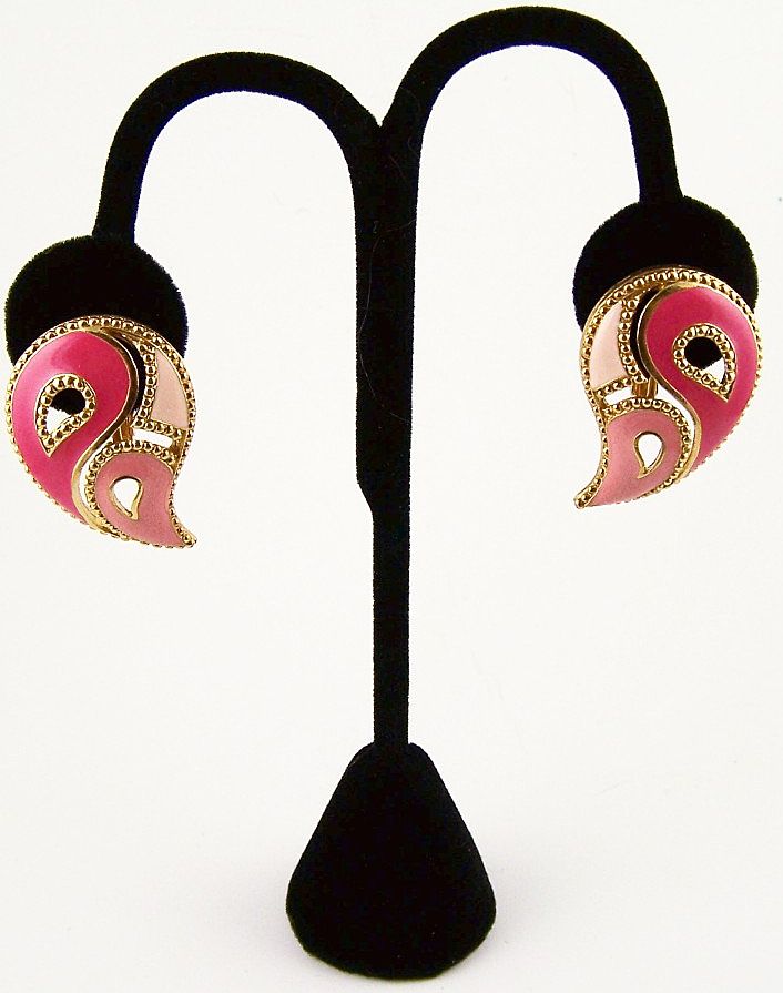 Kaleidoscope Teardrop Earrings - Pink, Rose and Fuchsia Enamel, (1992) Kaleidoscope Teardrop Earrings - Pink, Rose and Fuchsia Enamel, (1992)