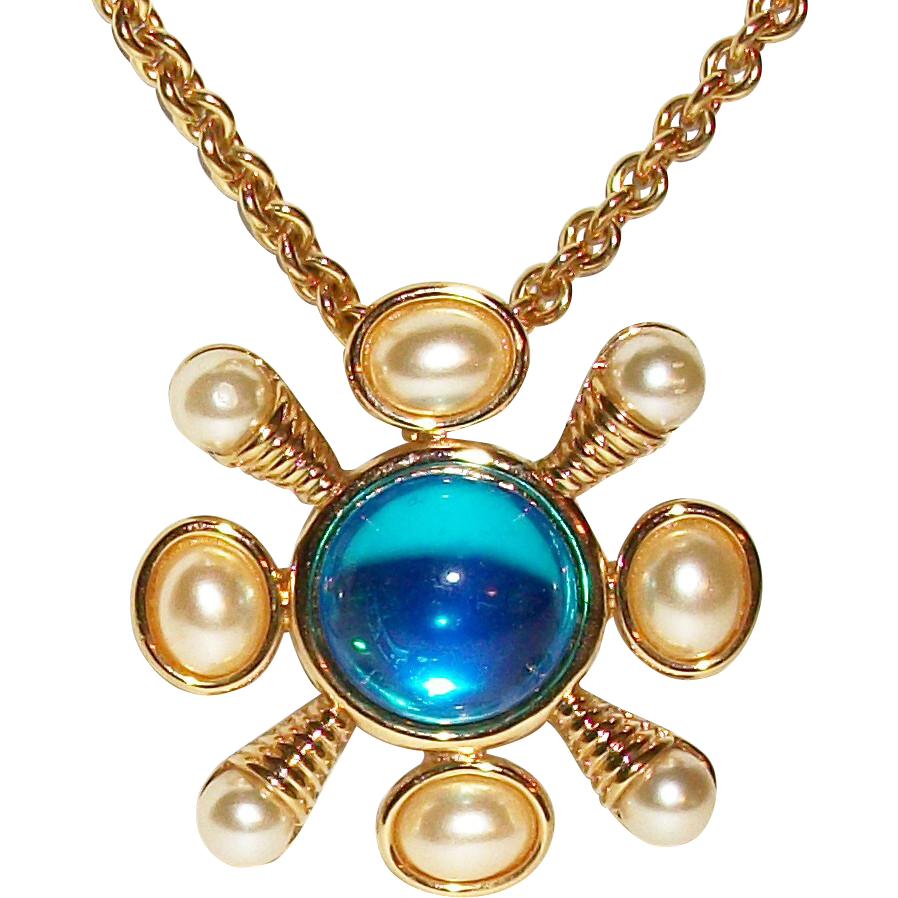 Vintage J Lane Romanesque Interchangeable Pendant Necklace from