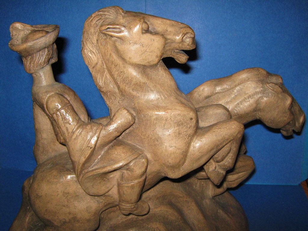 Mid Century ModerneTerracotta Sculpture, Renaissance Man & Horses, 1943 Mid Century ModerneTerracotta Sculpture, Renaissance Man & Horses, 1943