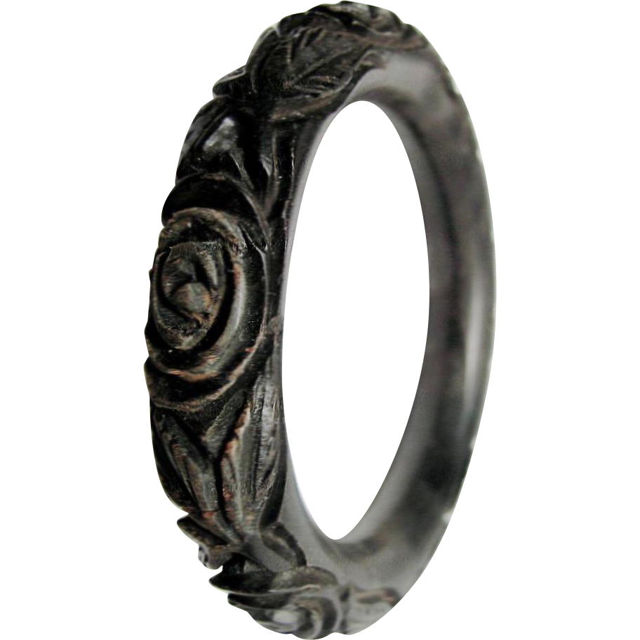 Vintage Victorian Carved and Dyed Oak Bog RARE Tube Bangle Vintage Victorian Carved and Dyed Oak Bog RARE Tube Bangle