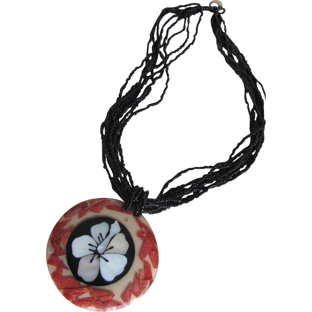 Vintage Gerda Lynggaard Monies Black Coral Torsade Necklace..with Inlaid Organic Elements Vintage Gerda Lynggaard Monies Black Coral Torsade Necklace..with Inlaid Organic Elements