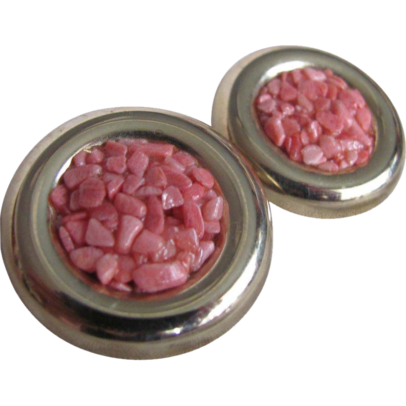 Mid Century Coral Chip Large scale Pierced Earrings Mid Century Coral Chip Large scale Pierced Earrings