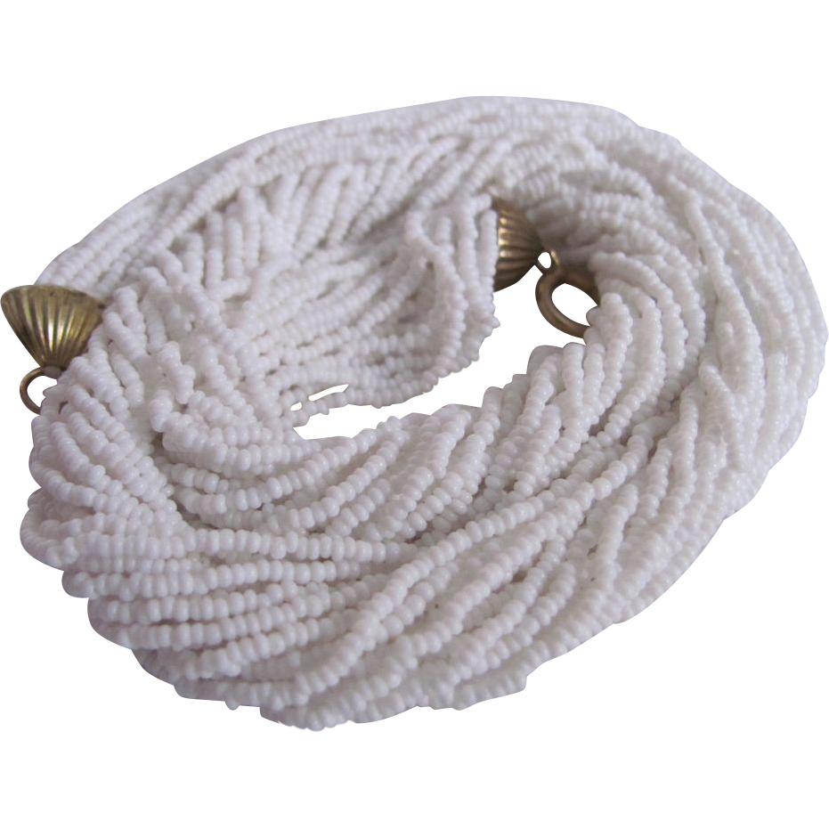 Vintage 1947 Occupied Japan NOS White Seed Coral Necklace with Certified Appraisal Vintage 1947 Occupied Japan NOS White Seed Coral Necklace with Certified Appraisal