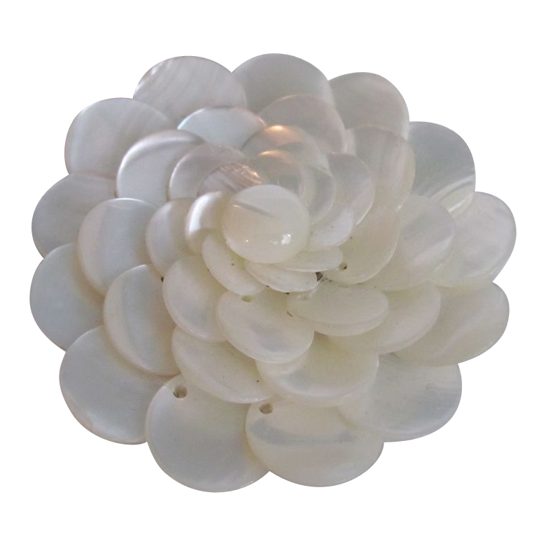 Mid Century MOP Disc Flower Pin/Brooch stamped Japan Mid Century MOP Disc Flower Pin/Brooch stamped Japan