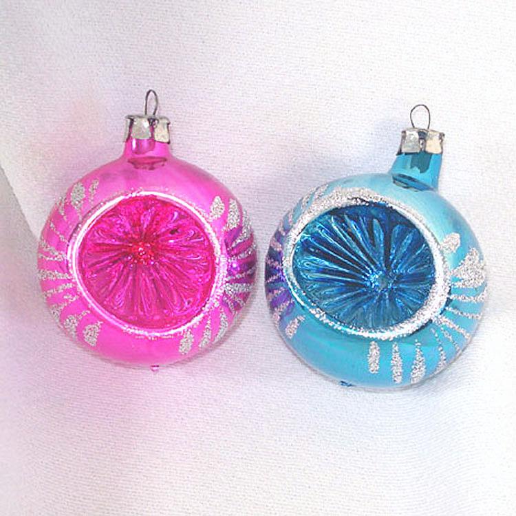 glittered vivid pink and blue glass christmas ornaments glittered vivid pink and blue glass christmas ornaments