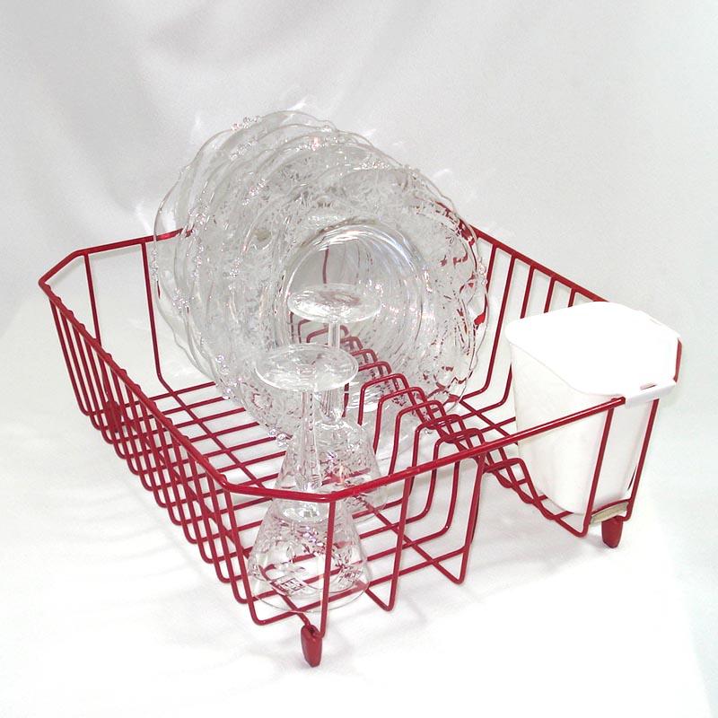 Rubbermaid 1950s Red Vinyl Coated Wire Dish Drainer Rack from