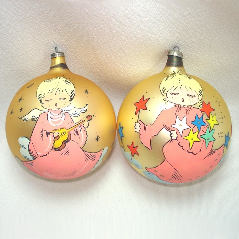 1960s italy large glass christmas ornaments painted pink 1960s italy large glass christmas ornaments painted pink