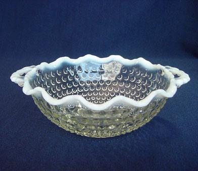 Hocking Moonstone Handled Crimped Rim Bowl Hocking Moonstone Handled Crimped Rim Bowl