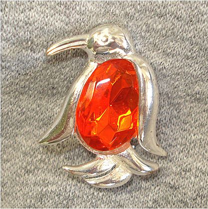 Jelly Belly Orange Faceted Penguin Pin Brooch Jelly Belly Orange Faceted Penguin Pin Brooch
