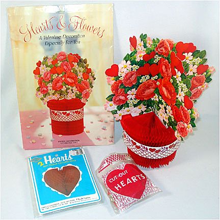 Hearts and Flowers Honeycomb Paper Valentine Decorations Hearts and Flowers Honeycomb Paper Valentine Decorations