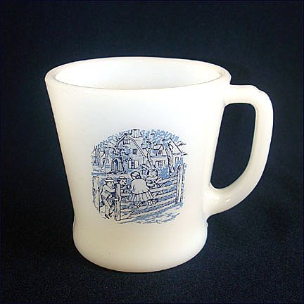  Fashioned School Books Coffee Mugs on Fire King Currier   Ives Glass Coffee Mug From Coppertonlane On Ruby