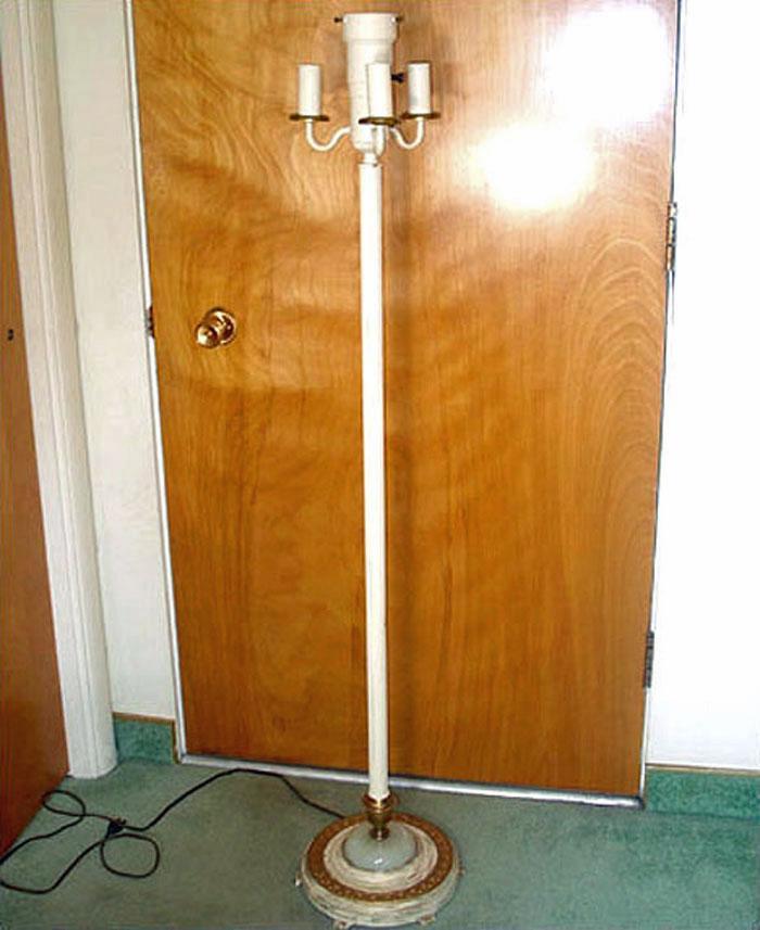 4-Light 1920s Floor Lamp White with Gold Gilt and Slag Glass Base 4-Light 1920s Floor Lamp White with Gold Gilt and Slag Glass Base