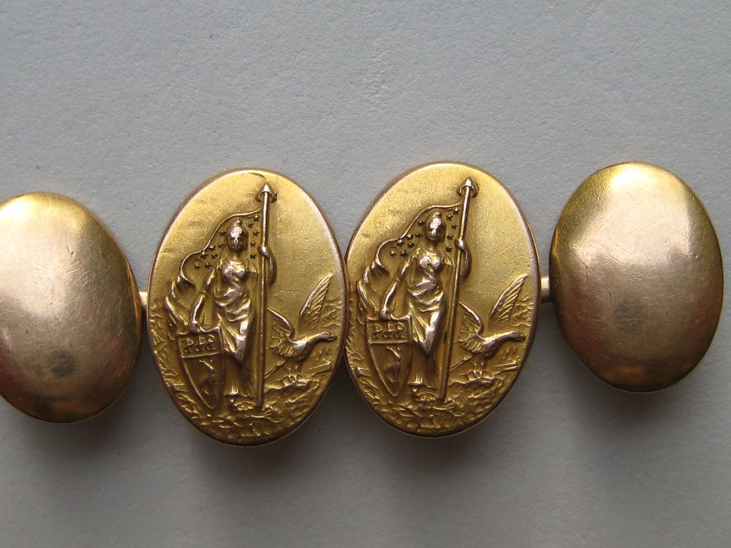 Vintage Victorian Edwardian Cufflinks" WAR WOMEN" Patriotic Gold Brass Figural Vintage Victorian Edwardian Cufflinks" WAR WOMEN" Patriotic Gold Brass Figural