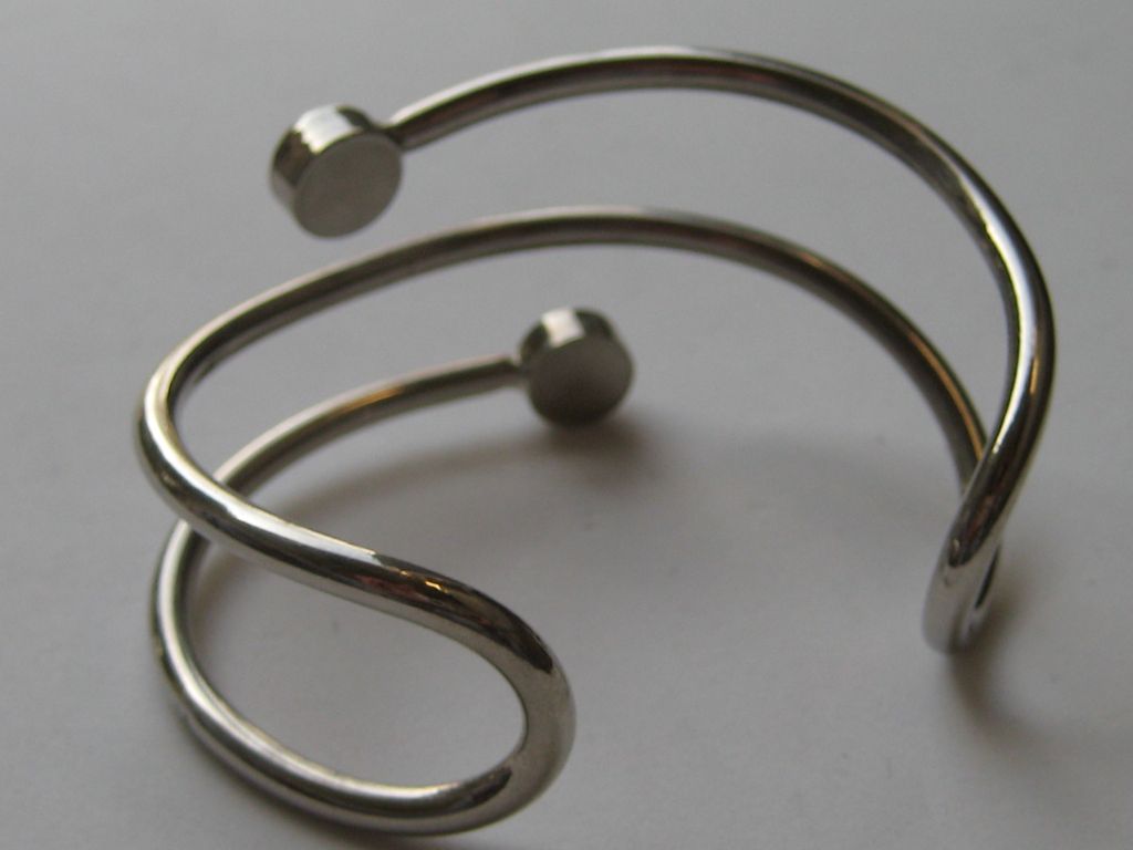 Vintage Modernist Silver Amber Cabochons Chrome Metal Bracelet Bangle Geometric Cuff Vintage Modernist Silver Amber Cabochons Chrome Metal Bracelet Bangle Geometric Cuff