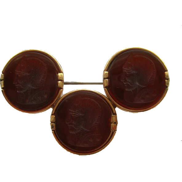 Vintage Carnelian Cameo Intaglio Roman Helmet Head Pin Brooch Vintage Carnelian Cameo Intaglio Roman Helmet Head Pin Brooch