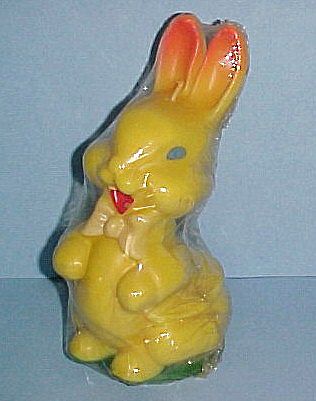 RARE Gurley LARGE 7-1/4" Easter Bunny Rabbit Yellow Candle In Wrapper RARE Gurley LARGE 7-1/4" Easter Bunny Rabbit Yellow Candle In Wrapper