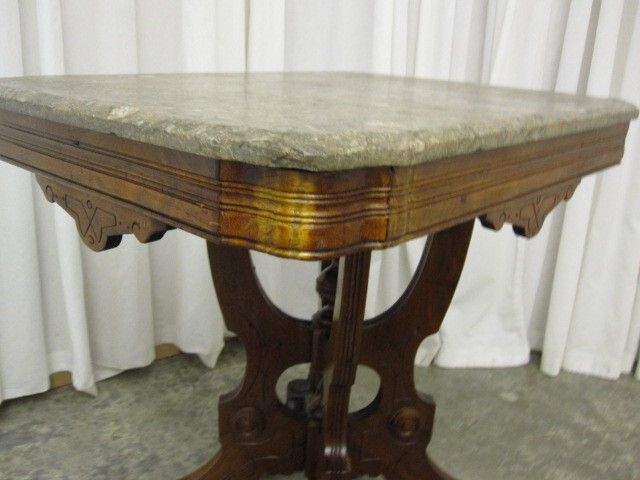 Antique Eastlake Lamp Table Granite Top X Stretcher Base Very Nice Condition Antique Eastlake Lamp Table Granite Top X Stretcher Base Very Nice Condition
