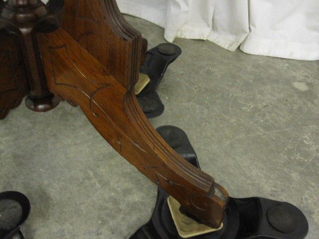 Antique Eastlake Lamp Table Granite Top X Stretcher Base Very Nice Condition Antique Eastlake Lamp Table Granite Top X Stretcher Base Very Nice Condition