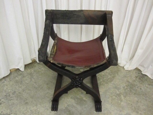 Antique 1800's Chair from Mexico Sling Seat Empire Style Great Pattern Chair SEE Antique 1800's Chair from Mexico Sling Seat Empire Style Great Pattern Chair SEE