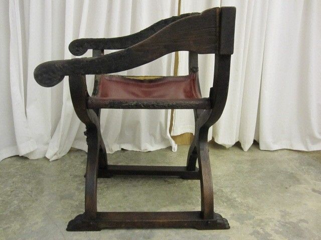 Antique 1800's Chair from Mexico Sling Seat Empire Style Great Pattern Chair SEE Antique 1800's Chair from Mexico Sling Seat Empire Style Great Pattern Chair SEE
