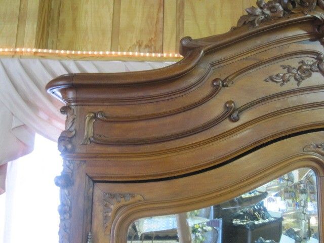 Antique 1880s Armoire Wardrobe w Mirrored Doors & Drawer Base Excellent Cond Antique 1880s Armoire Wardrobe w Mirrored Doors & Drawer Base Excellent Cond