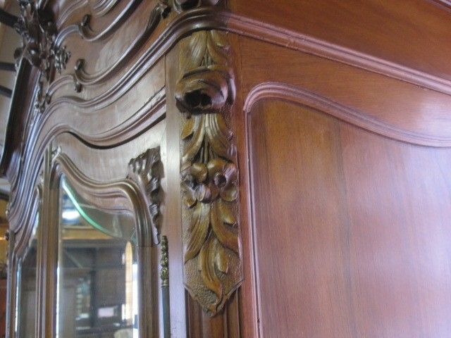 Antique 1880s Armoire Wardrobe w Mirrored Doors & Drawer Base Excellent Cond Antique 1880s Armoire Wardrobe w Mirrored Doors & Drawer Base Excellent Cond