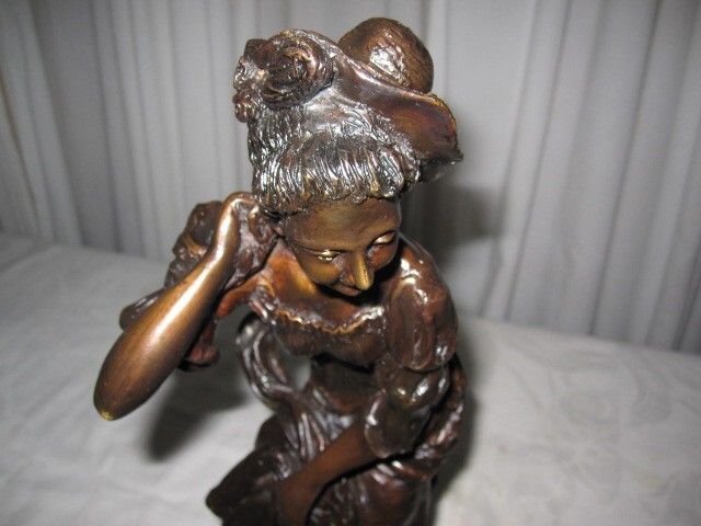 Antique Bronze Sculpture of a Lady with 2 Dogs Signed 22 Woody Mint Condition Antique Bronze Sculpture of a Lady with 2 Dogs Signed 22 Woody Mint Condition