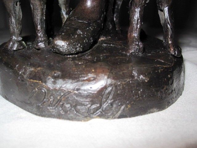 Antique Bronze Sculpture of a Lady with 2 Dogs Signed 22 Woody Mint Condition Antique Bronze Sculpture of a Lady with 2 Dogs Signed 22 Woody Mint Condition